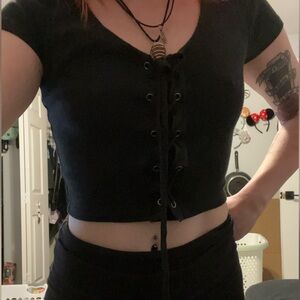 Forever 21 Lace Up Crop Top